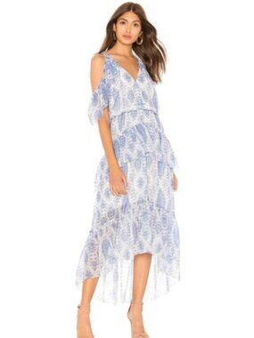 Saylor Brittney Cambridge Print Maxi Dress, Retails for $275, Size Small